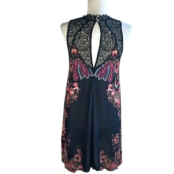 Free People Marsha Black Lace Floral Slip Mini Dress - Picture 5 of 9